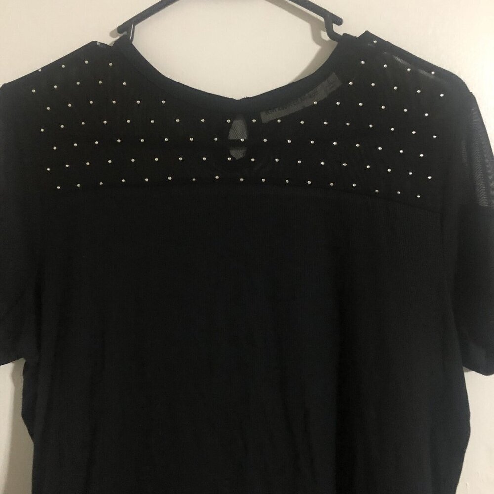 RM Reebcca Minkoff Women's Black Mesh Short Sleeve Shirt, Size Large, Classic - Picture 2 of 4
